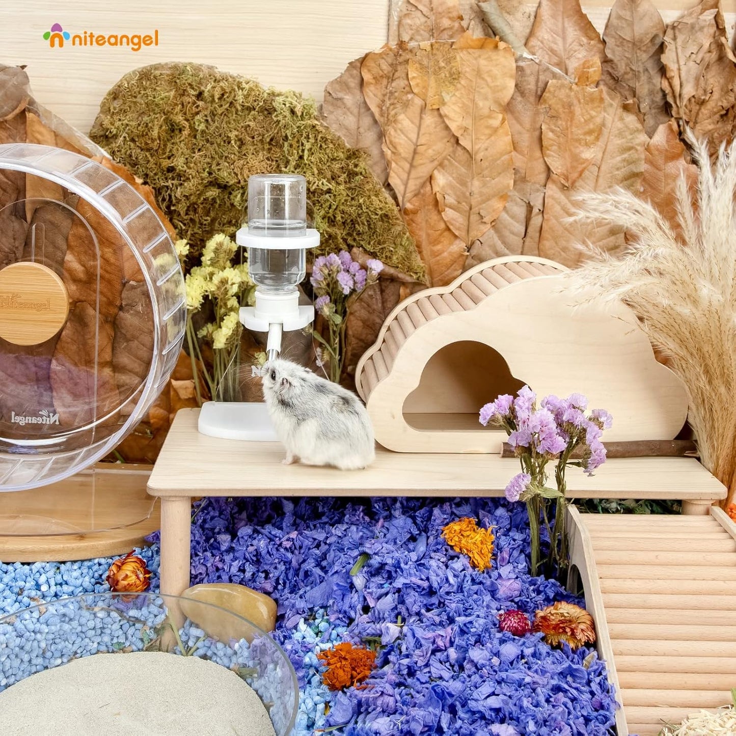 Water Bottle with Stand for Syrian Dwarf Hamsters Gerbils Mice Rats Degus Small Pet (Transparent)