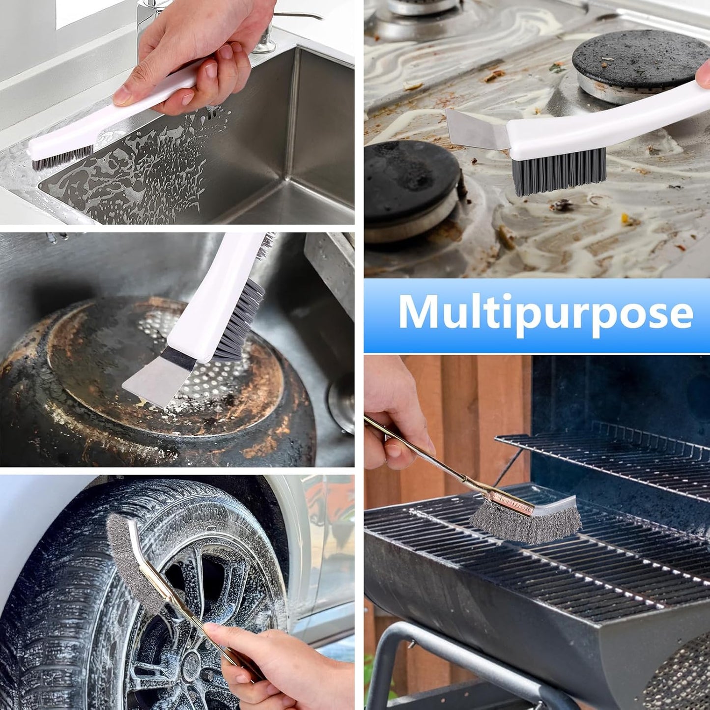 Bird Cage Cleaner Brush Kit,Bird Poop Remover Cleaning Tools Set Accessories for Small,Medium,Large,Tall,Stainless Steel,Parakeet,Budgie,African Grey Parrot,Cockatoo Birds Cage Accessories