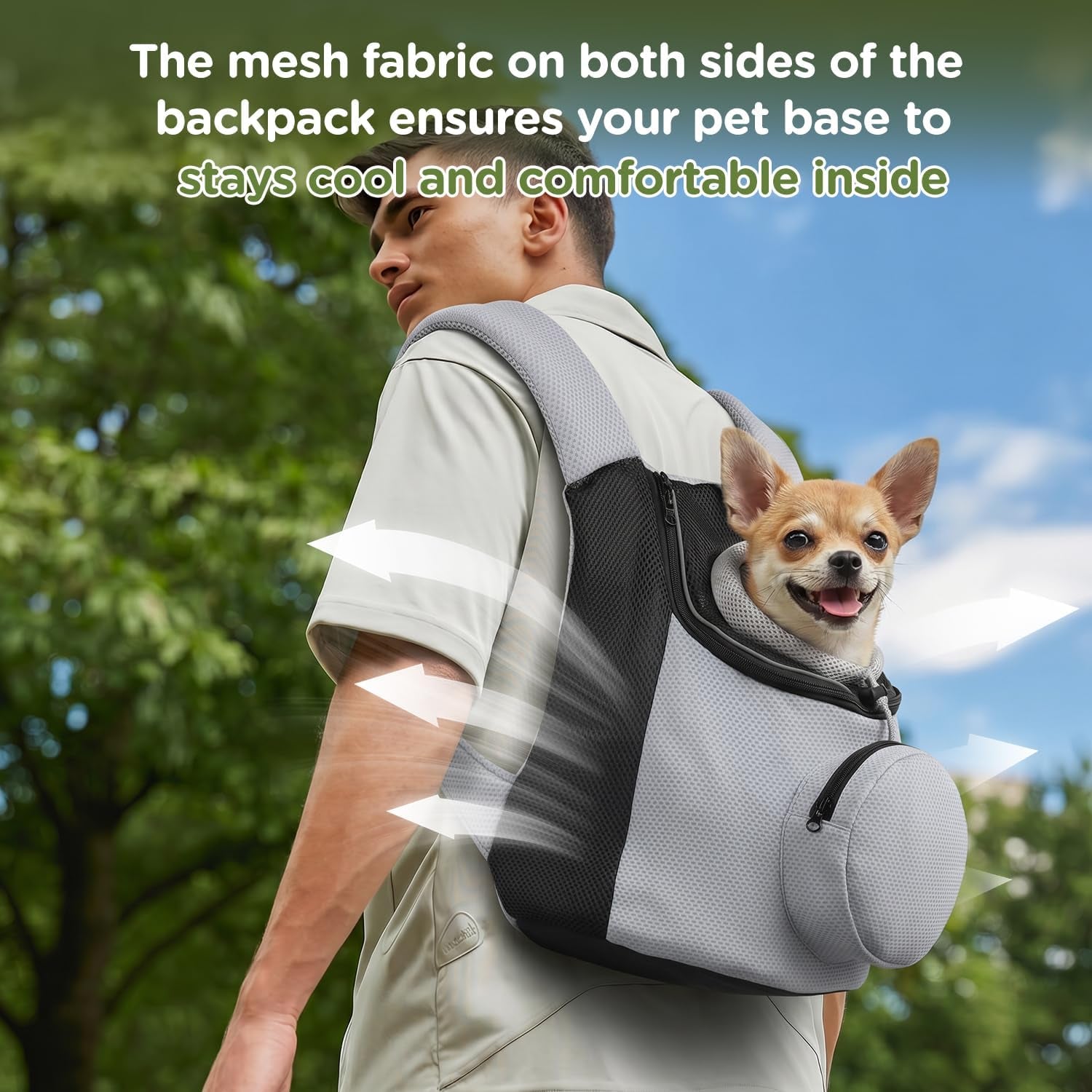 Pet Dog Backpack Carrier Small Pet Front Backpack,Ventilated Mesh Dog Travel Back Pack with Sturdy PE Bottom Support, Chest Buckle for Small Dogs & Cats, Outdoor Hiking for Pets up to 10 Lbs
