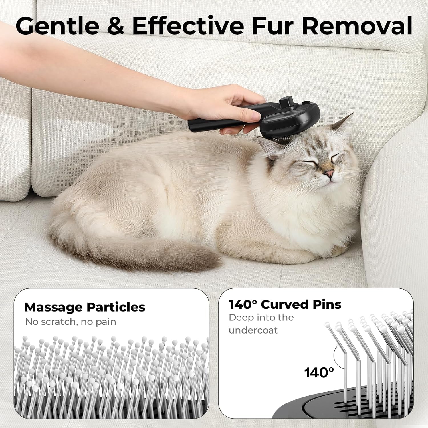 Self-Cleaning Steam Dog Cat Brush for Heavy Shedding/Long Coats | Gentle, Undercoat Removal & Smoothing, Shedding Control, for Water-Anxious Pets, 2 Cool Mist Modes, XL Tank, 240-Min Runtime