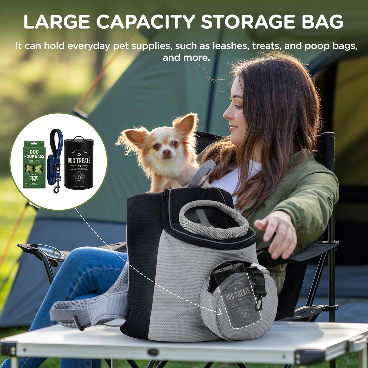 Pet Dog Backpack Carrier Small Pet Front Backpack,Ventilated Mesh Dog Travel Back Pack with Sturdy PE Bottom Support, Chest Buckle for Small Dogs & Cats, Outdoor Hiking for Pets up to 10 Lbs
