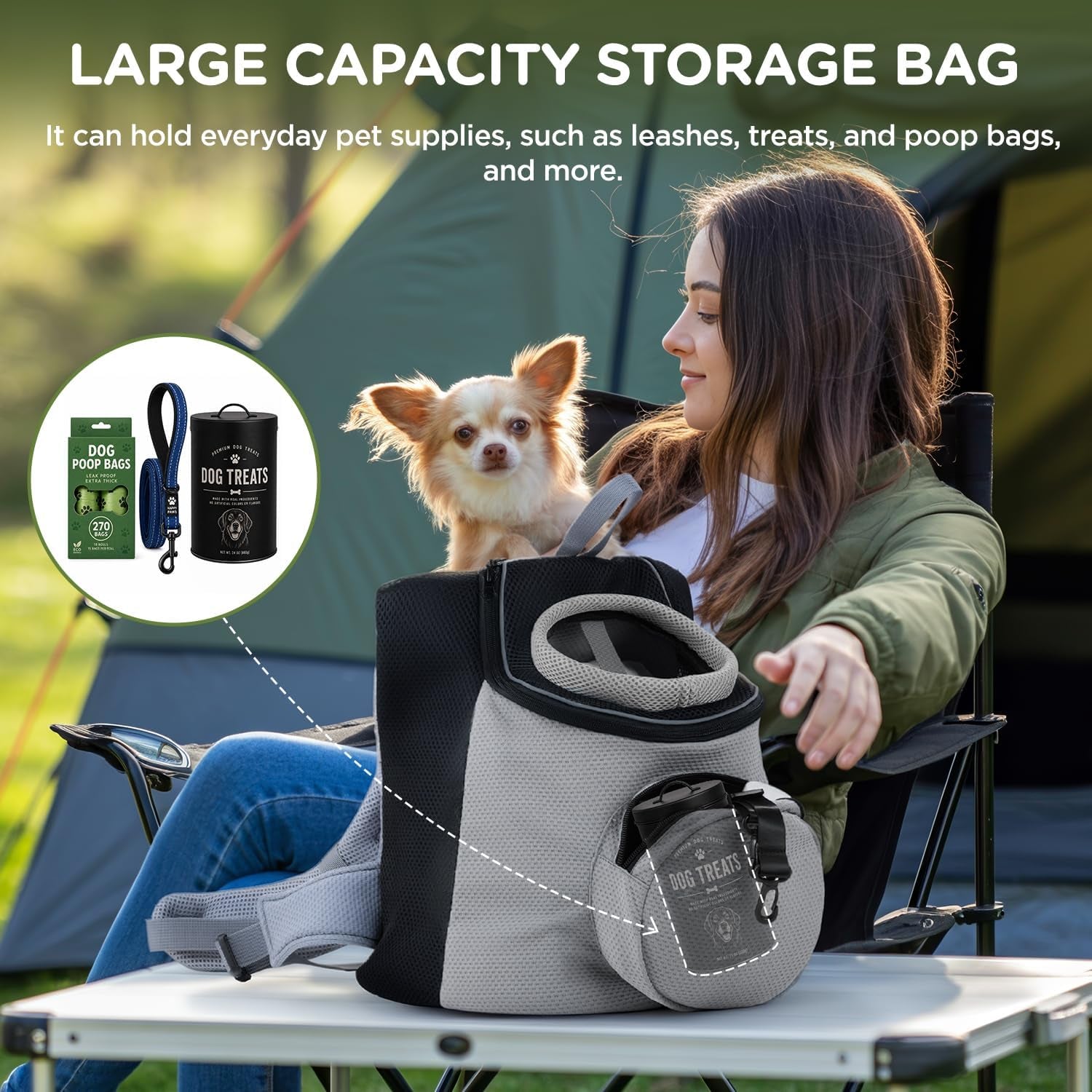 Pet Dog Backpack Carrier Small Pet Front Backpack,Ventilated Mesh Dog Travel Back Pack with Sturdy PE Bottom Support, Chest Buckle for Small Dogs & Cats, Outdoor Hiking for Pets up to 10 Lbs