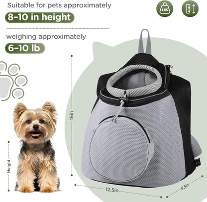 Pet Dog Backpack Carrier Small Pet Front Backpack,Ventilated Mesh Dog Travel Back Pack with Sturdy PE Bottom Support, Chest Buckle for Small Dogs & Cats, Outdoor Hiking for Pets up to 10 Lbs