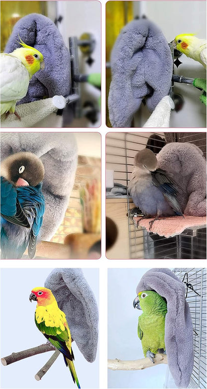 Bird Buddy Corner Fleece Bird Blanket Cozy Bird Bed Warmer Parrot House for Cage Hanging Hammock Toy for Greys Amazons Parakeet Cockatiel Conure Lovebirds Finch Canaries(M)