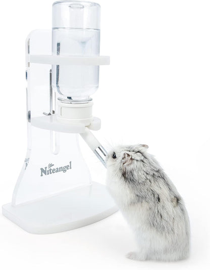 Water Bottle with Stand for Syrian Dwarf Hamsters Gerbils Mice Rats Degus Small Pet (Transparent)