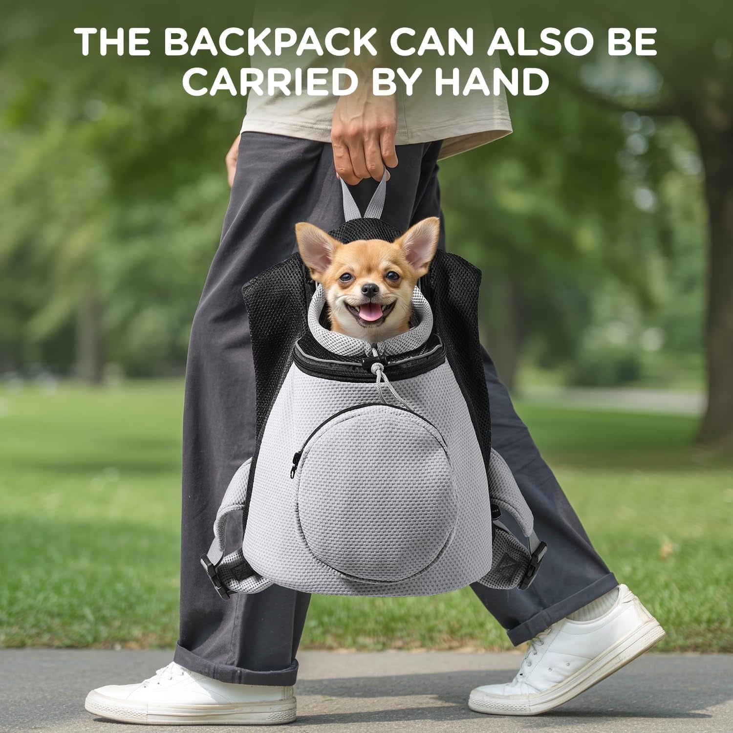 Pet Dog Backpack Carrier Small Pet Front Backpack,Ventilated Mesh Dog Travel Back Pack with Sturdy PE Bottom Support, Chest Buckle for Small Dogs & Cats, Outdoor Hiking for Pets up to 10 Lbs