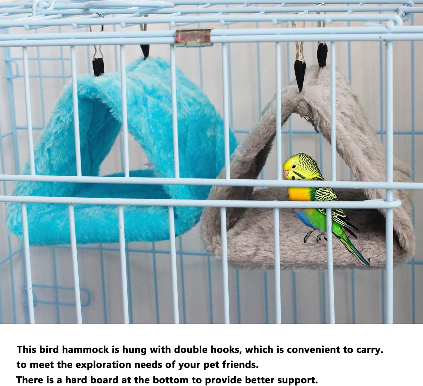 2 Pack Warm Bird Nest House Shed Hut Parrot Sleeping Bed Hanging Hammock Snuggle Cave Birds Hut Hideaway Tent for Pet Parrot Macaw Budgies Cockatiels Cockatoo Lovebird Size S (Blue&Grey)