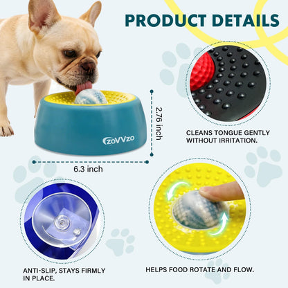 Rolling Ball Dog Lick Bowl, Slow Feeder Dog Bowls, Non-Slip Design, Interactive Dog Licking Toy & Dog Enrichment Toys, Dog Lick Ball Bowl for Wet Food, Yogurt, Bone Broth, Nutrient Solution (Blue)