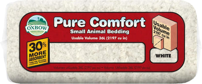 Pure Comfort Small Animal Bedding, Odor & Moisture Absorbent Litter for Bunny Litter Box, Low Dust Bedding for Guinea Pig Cage, White Paper, 36 Liter Bag
