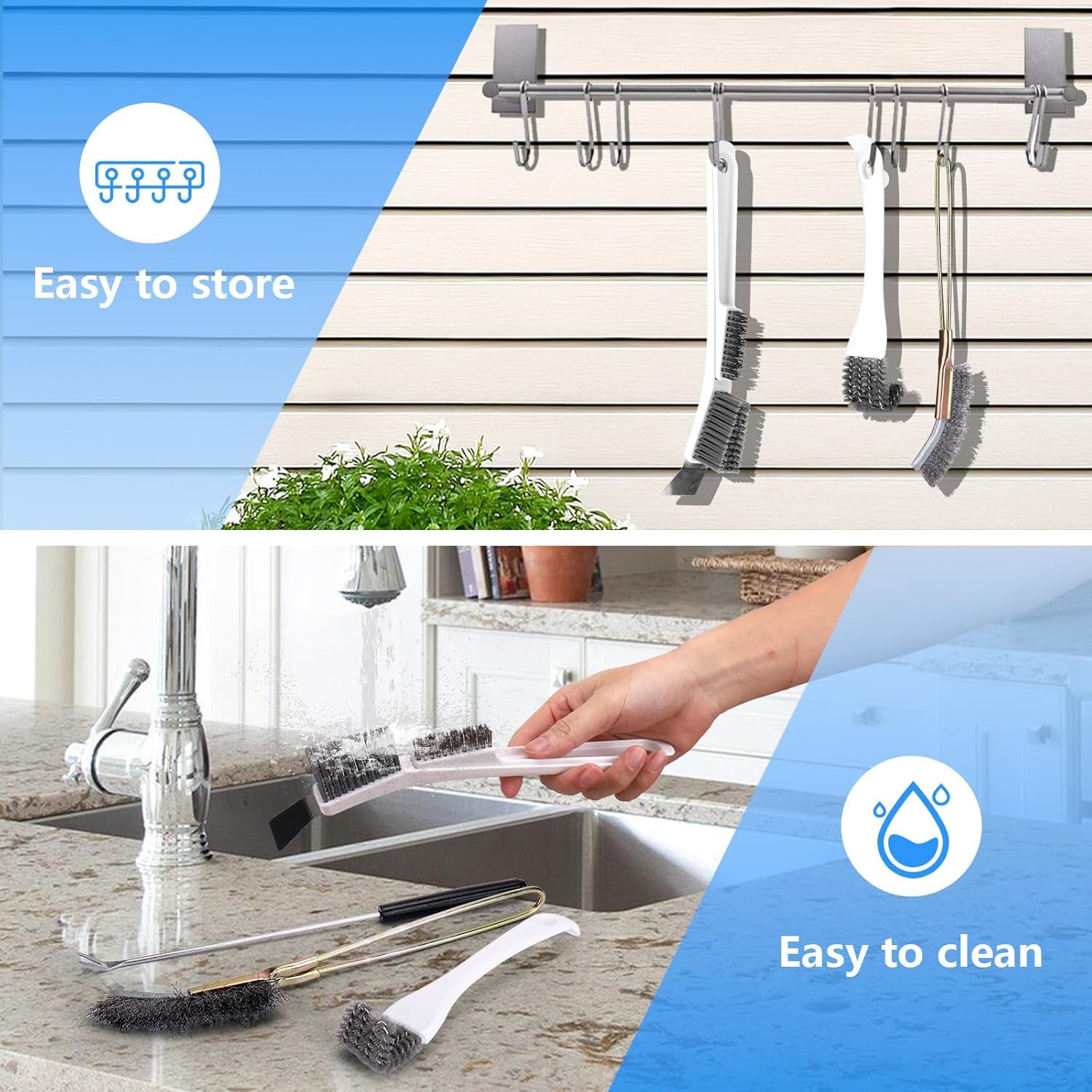 Bird Cage Cleaner Brush Kit,Bird Poop Remover Cleaning Tools Set Accessories for Small,Medium,Large,Tall,Stainless Steel,Parakeet,Budgie,African Grey Parrot,Cockatoo Birds Cage Accessories
