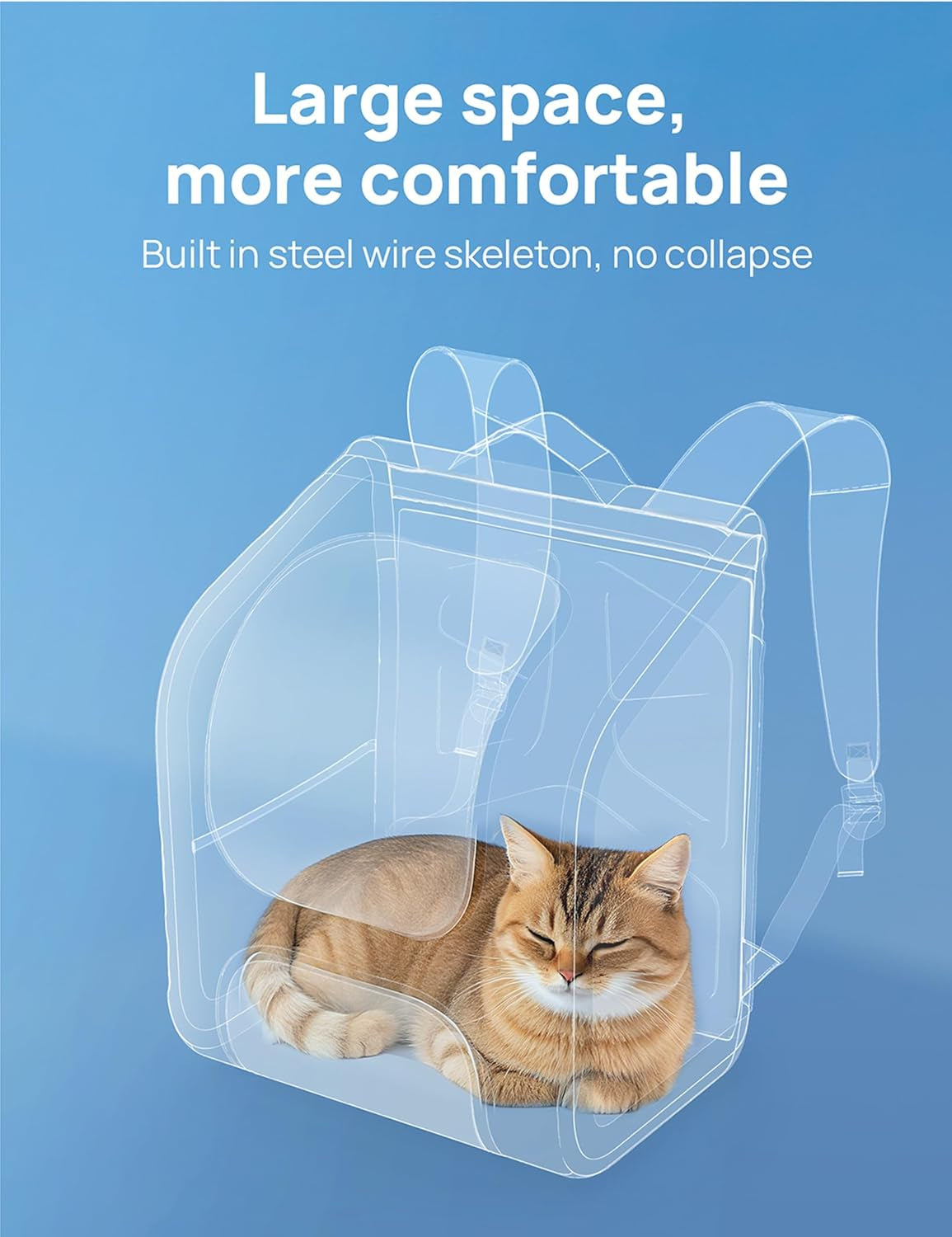Cat Backpack Carrier, Large Space Cat Bubble Backpack, Breathable Cat Carrier, Shaded Dog Backpack Carrier, Ergonomic 3D Design for Travel, Hiking, Walk, Suitable for Shopping, Car, Vet, Black