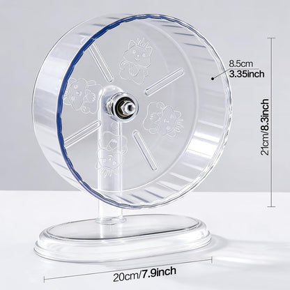 Hamster Exercise Wheel,Super-Silent Small Animals Exercise Wheels,Quiet Hamster Running Wheels with Adjustable Stand for Hamsters, Gerbils, Rats, or Other Small Pets (Transparent, 8.3 Inch)