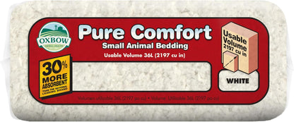 Pure Comfort Small Animal Bedding, Odor & Moisture Absorbent Litter for Bunny Litter Box, Low Dust Bedding for Guinea Pig Cage, White Paper, 36 Liter Bag