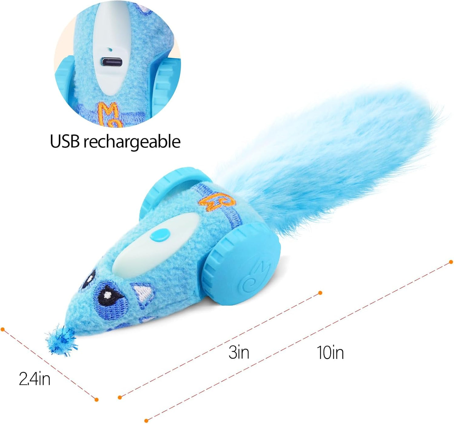 Automatic Cat Toys for Indoor Cats, Plush Interactive Mouse Toy, Smart Moving Rechargeable Kitten Toy (Blue)